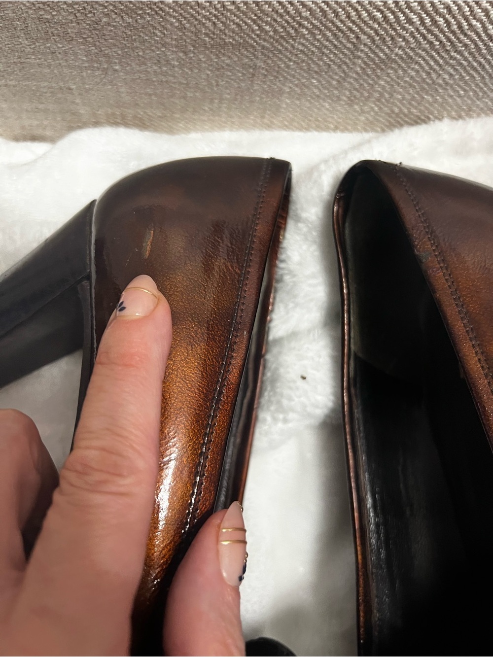 Stuart Weitzman Patent Leather Tortoise
Loafer Heel - Picture 5 of 9